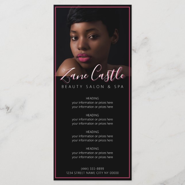 Beauty Salon Menu Price List (Front)