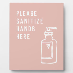 Beauty Salon Minimalist Pink Sanitise Hands Easel Plaque