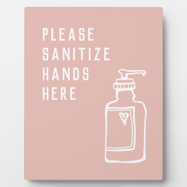 Beauty Salon Minimalist Pink Sanitise Hands Here Plaque (Front)