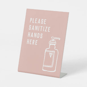Beauty Salon Minimalist Pink Sanitise Hands Pedestal Sign