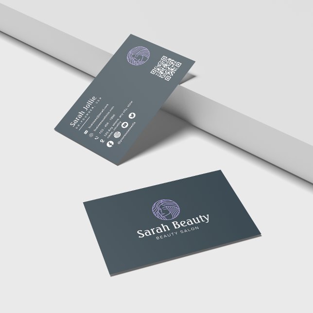 Beauty Salon Minimalist Scannable QR Code Business Card (Creator Uploaded)