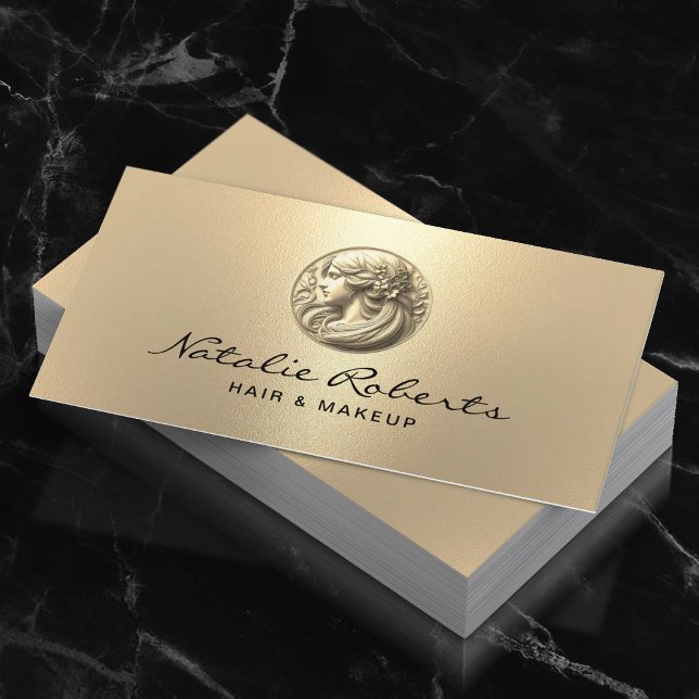 Beauty Salon Modern Gold 3D Logo Hair Stylist SPA Business Card (Creator Uploaded)