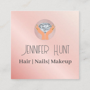  Beauty Salon Modern Minimalist QR code  Square Business Card