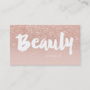 Beauty salon modern typography blush rose gold business card