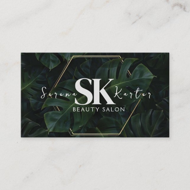 Beauty Salon Neon Abstract Woman Modern  Business Card (Front)