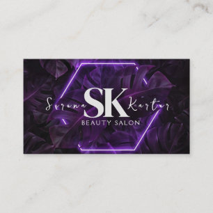 Beauty Salon Neon Abstract Woman Modern  Business Card
