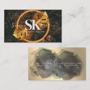 Beauty Salon Neon Abstract Woman Modern  Business Card
