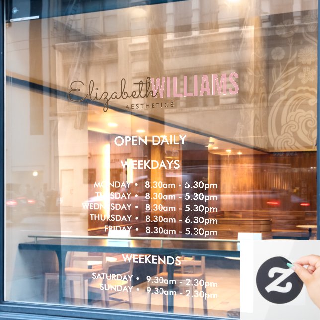 Beauty Salon Open Hours  Window Cling (Cafe Window)