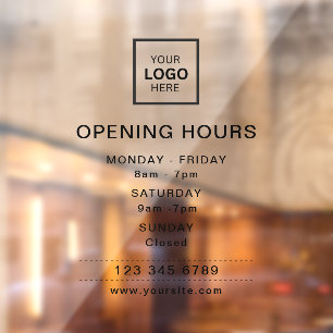 Beauty salon opening hours transparent window cling