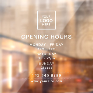 Beauty salon opening hours transparent window cling