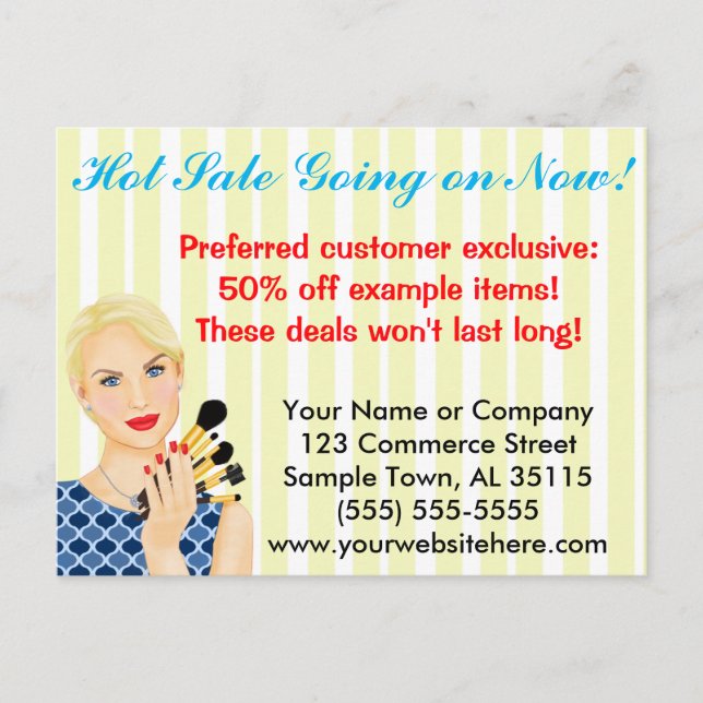 Beauty, Salon or Makeup Sales Announcement Postcard (Front)