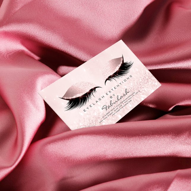Beauty Salon Pastel Glitter Adress Makeup Pink Magnetic Business Card (Creator Uploaded)