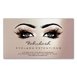 Beauty Salon Pink Rose Gold Adress Makeup Lashes Magnetic Business Card