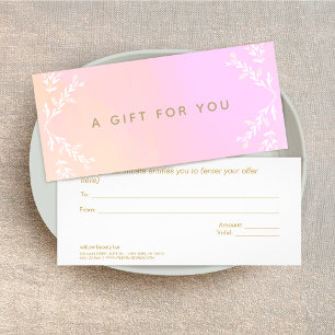 Beauty Salon Pink Watercolor Gift Certificate