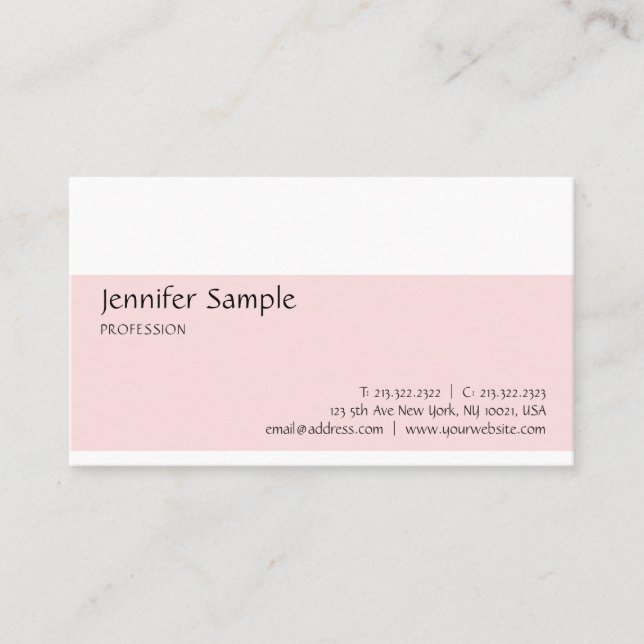Beauty Salon Pink White Minimalist Modern Stylish Business Card (Front)