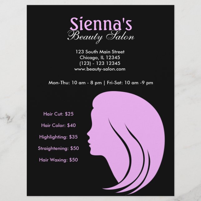 Beauty Salon (Plum) Flyer (Front)