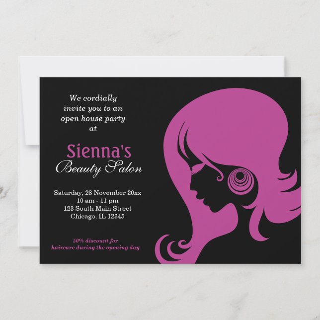 Beauty Salon (Plum) Invitation (Front)