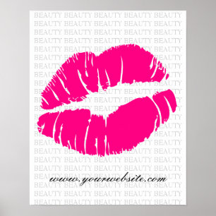 BEAUTY Salon Poster Spa Pretty Pink Lips White 2