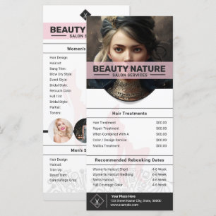 Beauty Salon Price List Rack Card