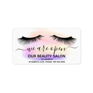 Beauty salon purple pink white lashes label