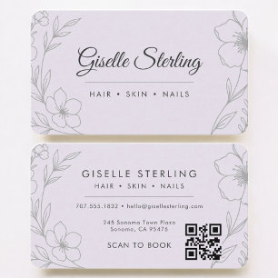 Beauty Salon Purple QR Code Professional Business Card