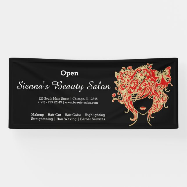 Beauty Salon (red gold) * choose background colour Banner (Horizontal)