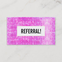 Beauty Salon Referral Card Hot Pink Sequin