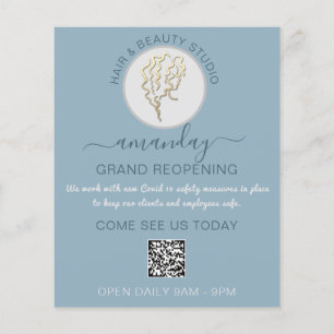 Beauty Salon Reopening Logo QR CODE Price List Flyer