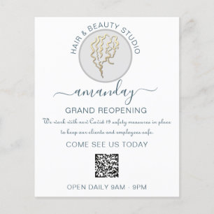 Beauty Salon Reopening Logo QR CODE Price White Flyer