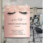 Beauty salon rose gold glitter price list lashes flyer<br><div class="desc">A rose gold gradient background,  with glitter,  sparkles and a black lashes.  On front: The text: Price list. Personalise and add your name and address.
Back:  your text,  prices.

To keep the swashes only delete the sample text,  leave the spaces or emoji's in front and after the text.</div>