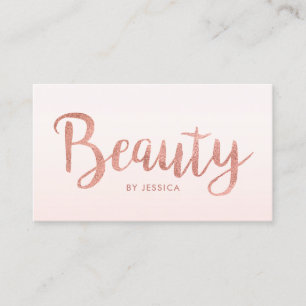 Beauty Salon Rose Gold Hair Nails Cosmetologist Business Card