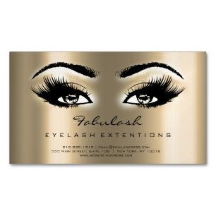 Beauty Salon Sepia Gold Adress Makeup Lashes Magnetic Business Card