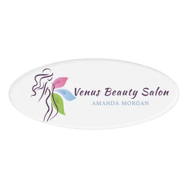Beauty Salon Spa Logo Design Personalised Name Tag (Front)