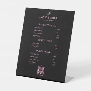 Beauty Salon Studio Price List Pink Black Pedestal Sign