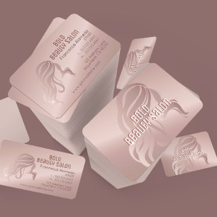 Beauty Salon Stylist Metallic Rose Gold Template Business Card