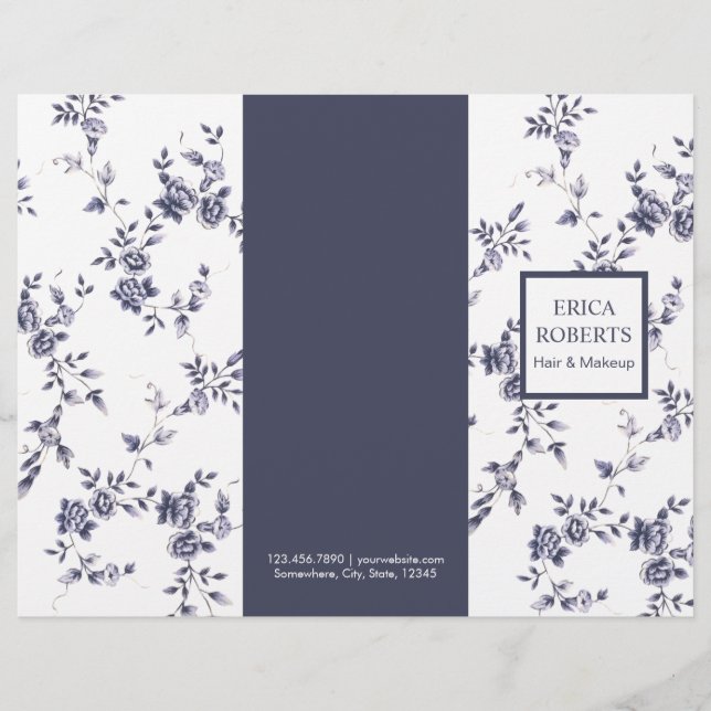 Beauty Salon Vintage Chinoiserie Blue Floral (Front)