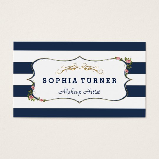 Beauty Salon Vintage Floral Gold Double-Sided Business Card