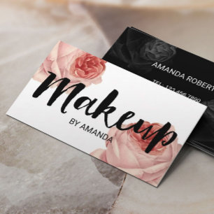Beauty Salon Vintage Floral Makeup Artist Business Card