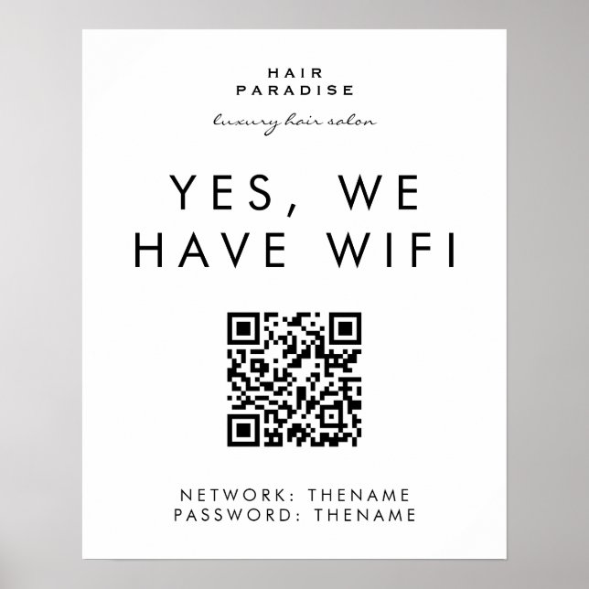 Beauty Salon Wifi Network QR Code Poster (Front)