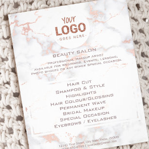 beauty salon your logo on pink marble flyer