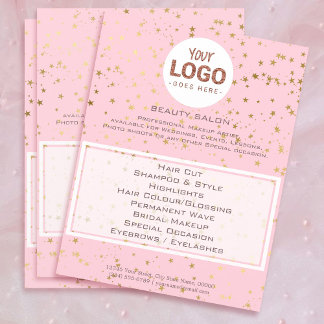 beauty salon your logo on stars pattern flyer