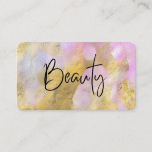 *~* BEAUTY Script Gold Foil Pink Business Card