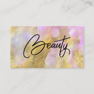 *~* BEAUTY Script Pink Gold Foil  Business Card