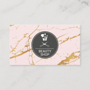 Beauty Shop Pink Luxury Gold Marble Business Card