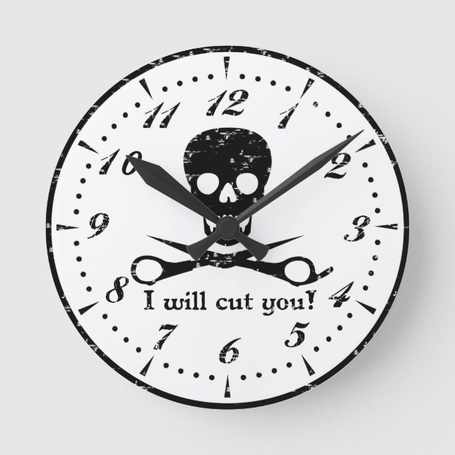 Beauty Shop Pirate Round Clock (Front)