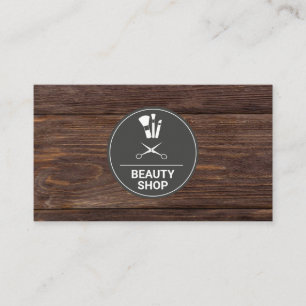 Beauty Shop Wood Monogram Business Card