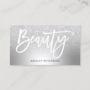 Beauty silver glitter ombre metallic foil business card