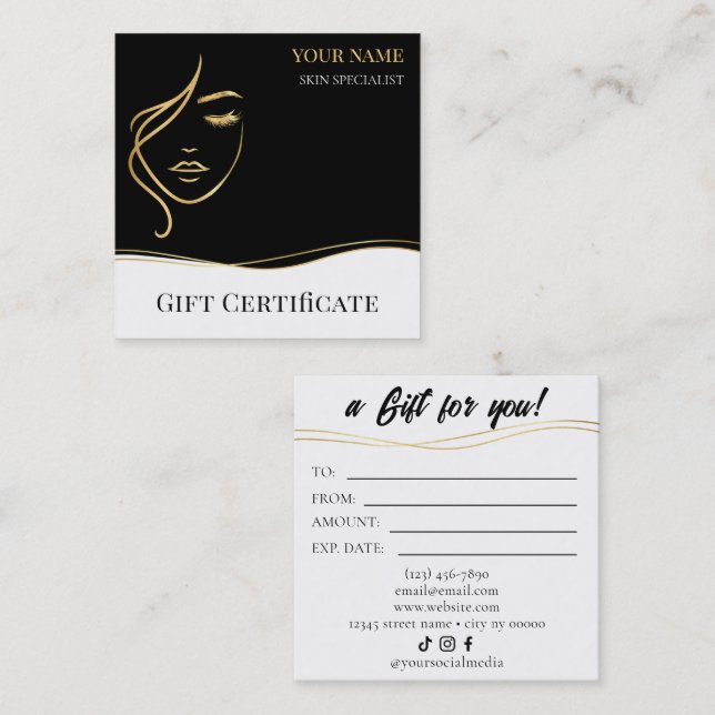 Beauty Skin Care Gift Certificate Card (Front/Back)