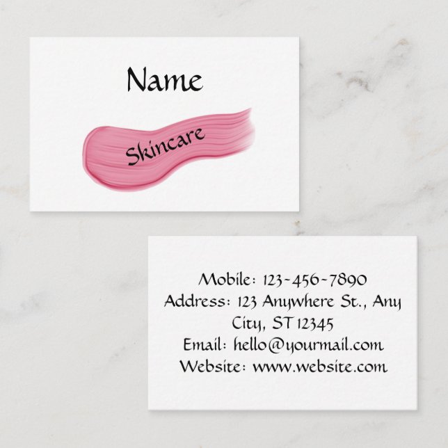beauty skincare pink  business card (Front/Back)