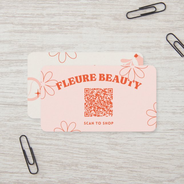 Beauty Skincare QR Code Business Card (Front/Back In Situ)